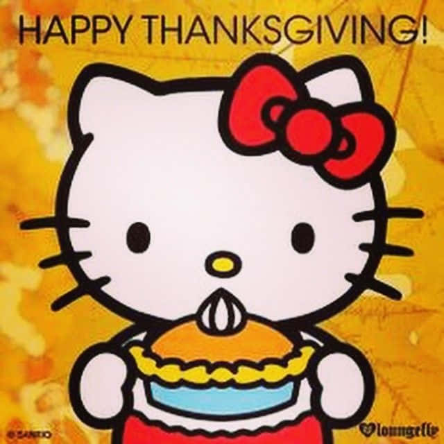 Hello Kitty, Thanksgiving, pie, SD Desktop Wallpaper