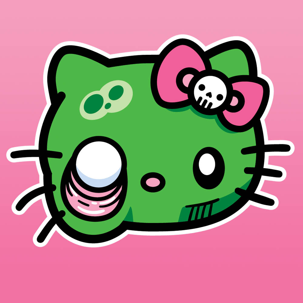 Hello Kitty, green, skull bow, SD Desktop Wallpaper
