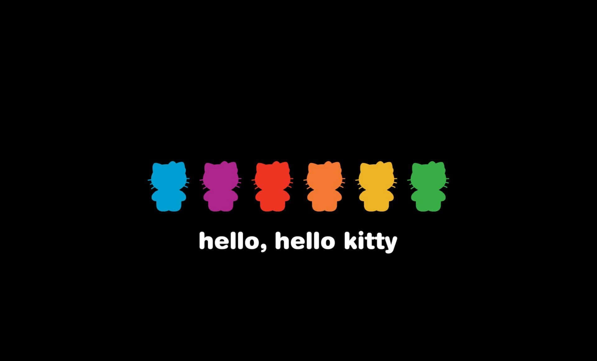 Hello Kitty, rainbow-colored, silhouettes, Full HD Desktop Wallpaper