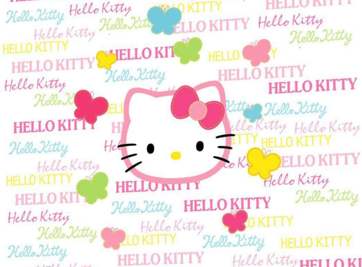 Hello Kitty, pink, butterflies, SD Desktop Wallpaper