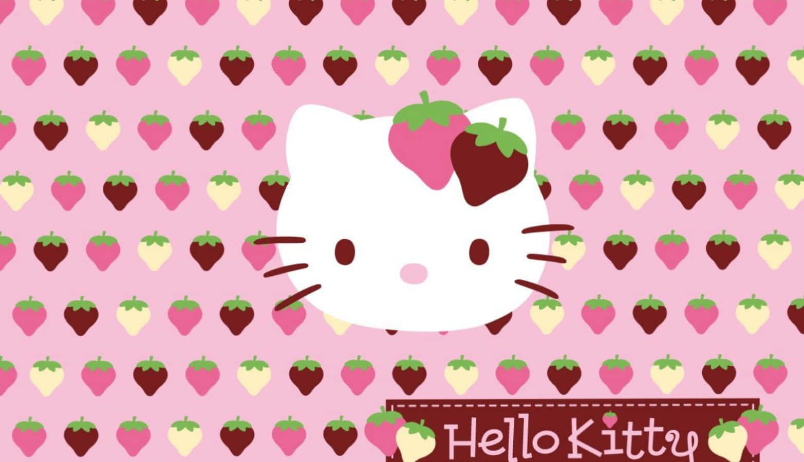 Hello Kitty, strawberry hair clips, pink background, HD Desktop Wallpaper
