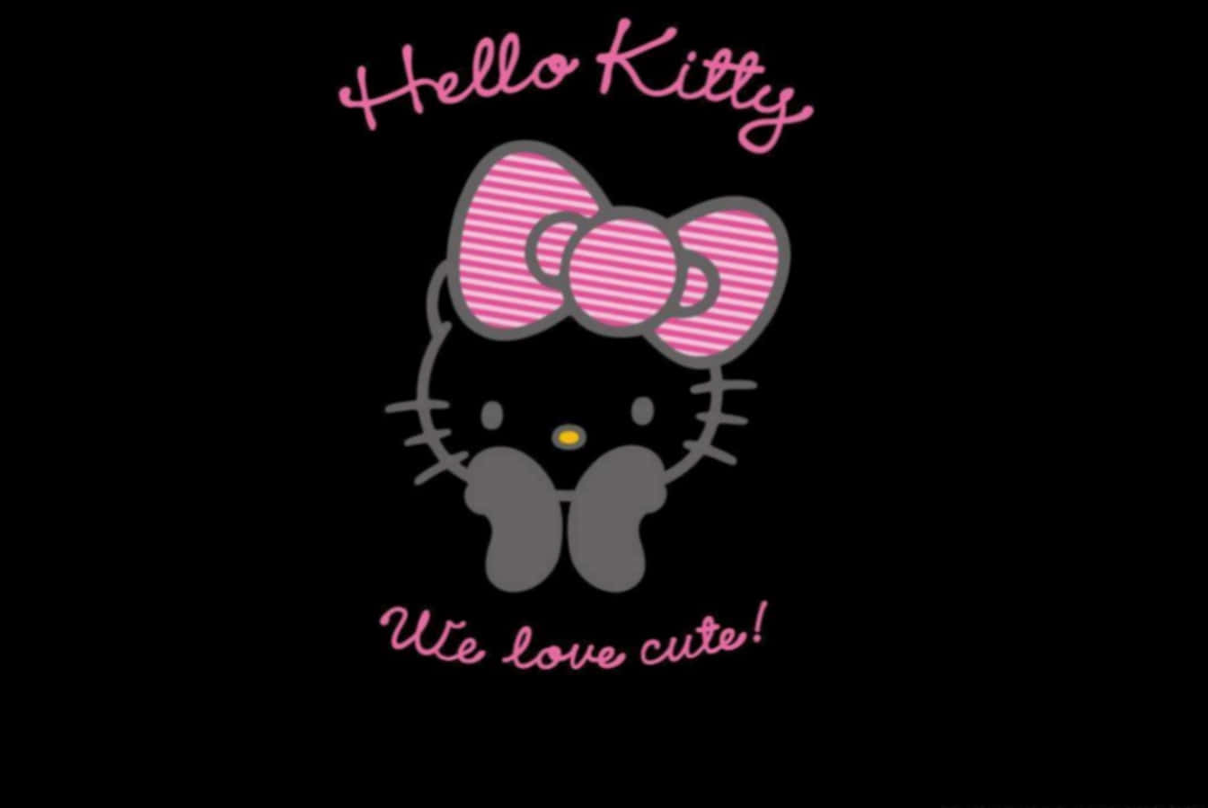 Hello Kitty, pink striped bow, black background, HD Desktop Wallpaper