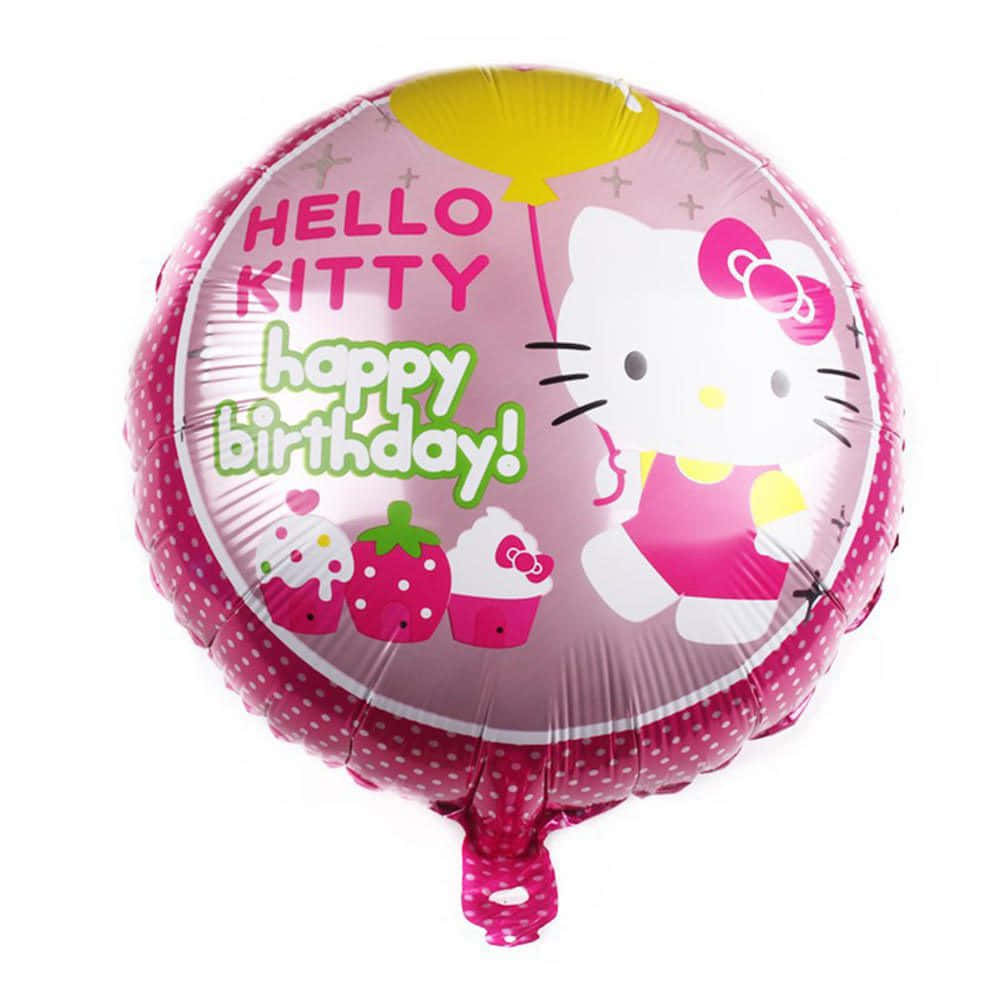 Hello Kitty, pink foil balloon, yellow balloon, SD Desktop Wallpaper