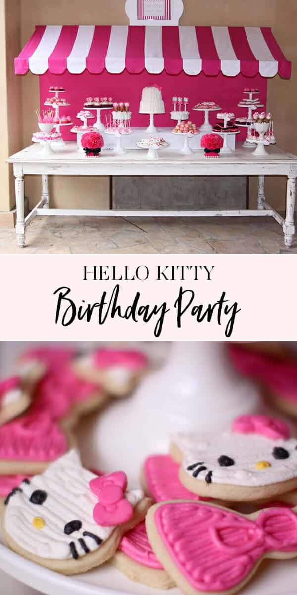 Hello Kitty, pink and white, birthday party setup, SD Phone Wallpaper
