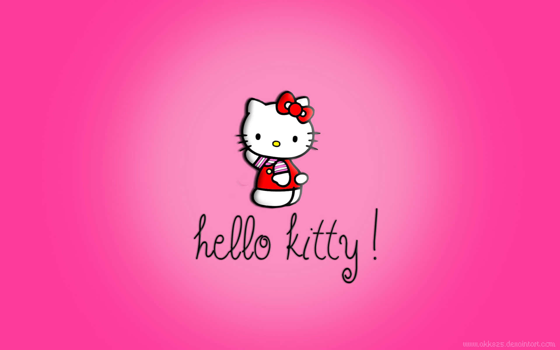 Hello Kitty, red dress, red bow, Full HD Desktop Wallpaper