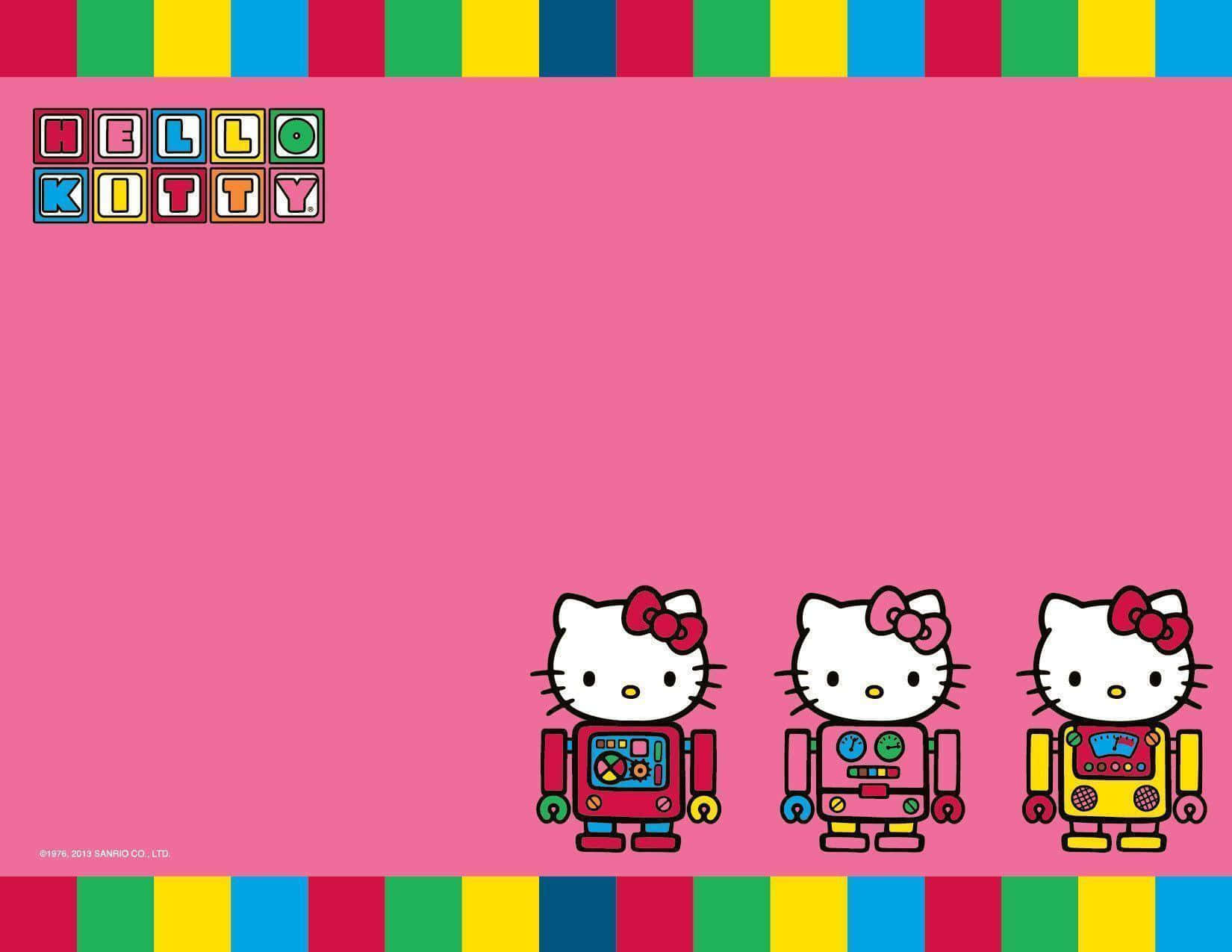 Hello Kitty, robot-themed, pink background, HD Desktop Wallpaper