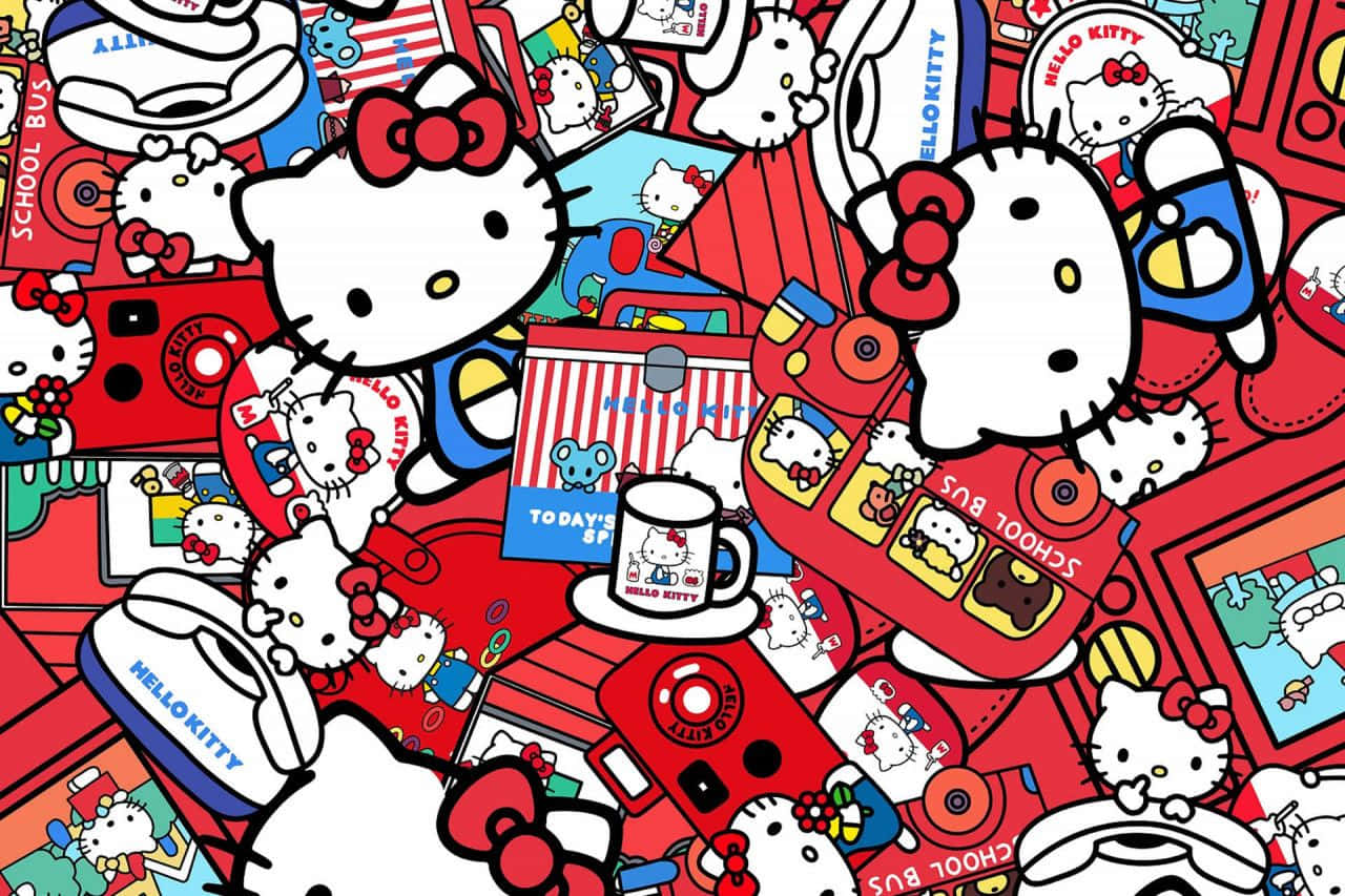 Hello Kitty, red, white, HD Desktop Wallpaper