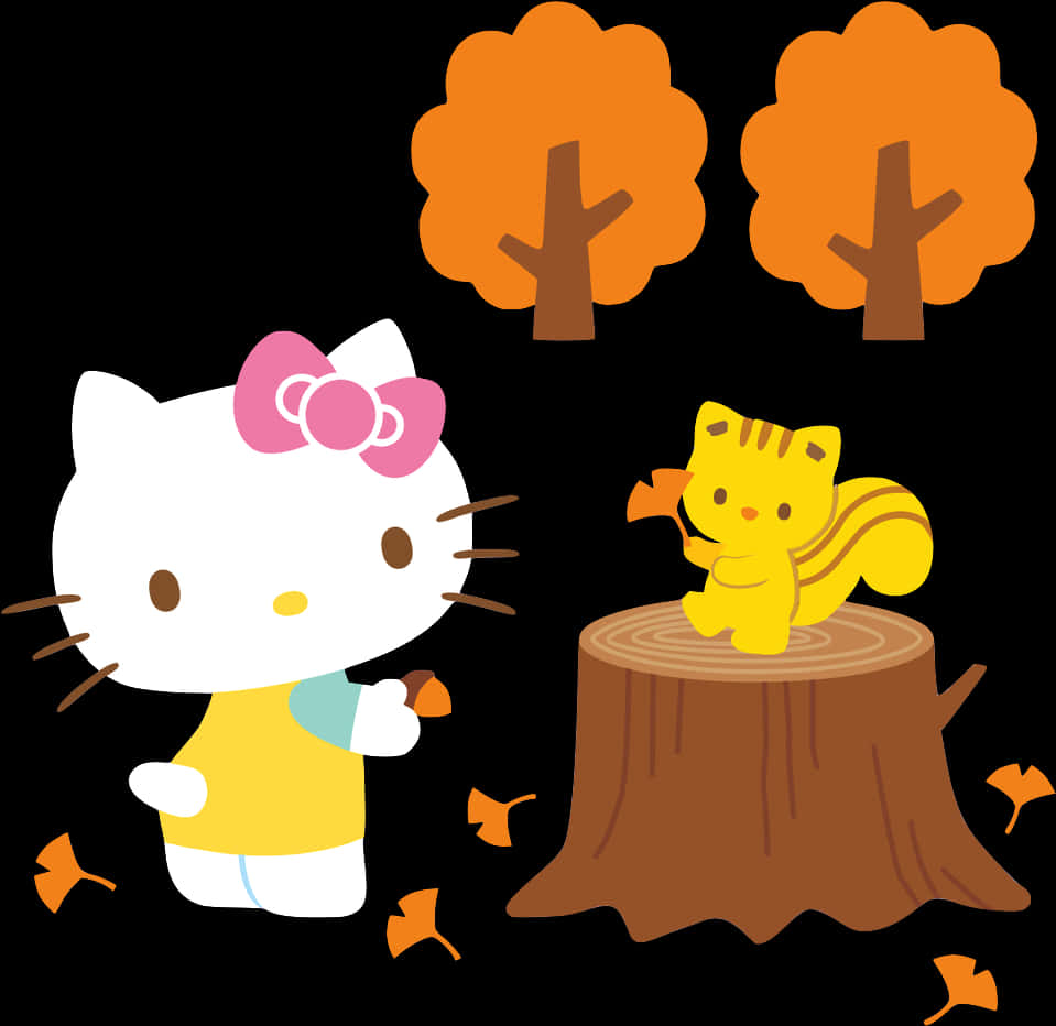 Hello Kitty, yellow dress, acorn, SD Desktop Wallpaper