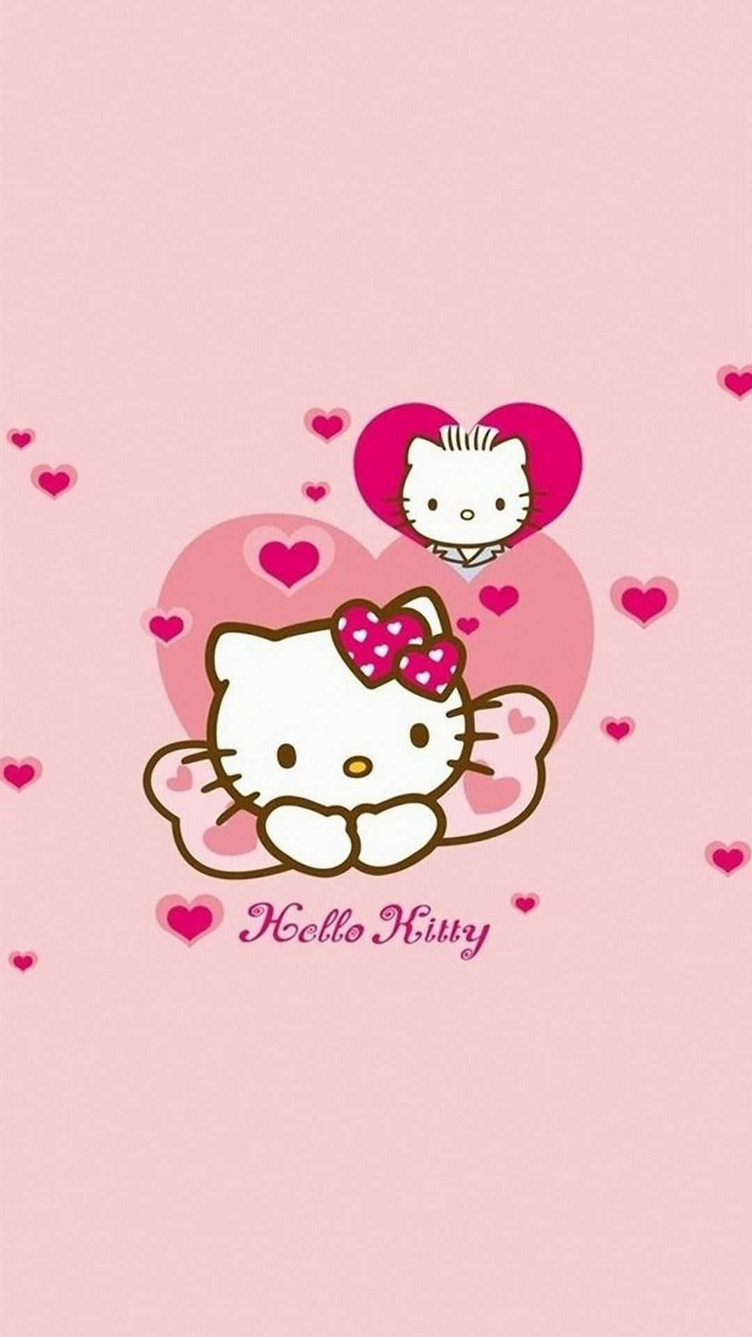 Hello Kitty, pink bow, heart, Full HD Phone Wallpaper