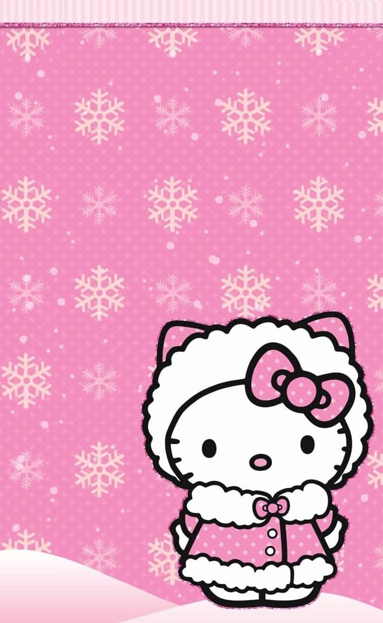 Hello Kitty, pink winter coat, white fur trim, HD Phone Wallpaper