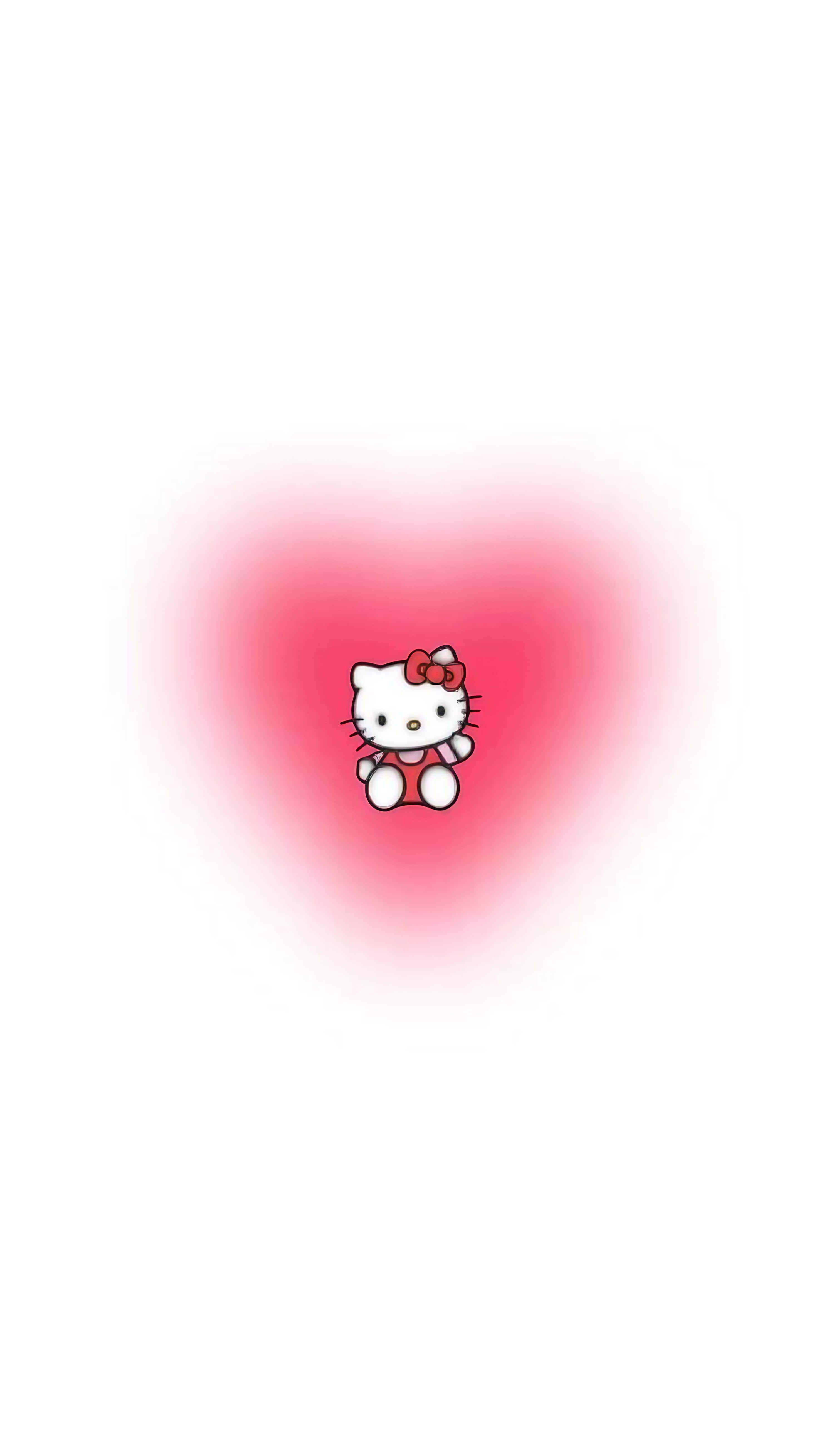 Hello Kitty, red bow, soft pink heart glow, 5K Phone Wallpaper