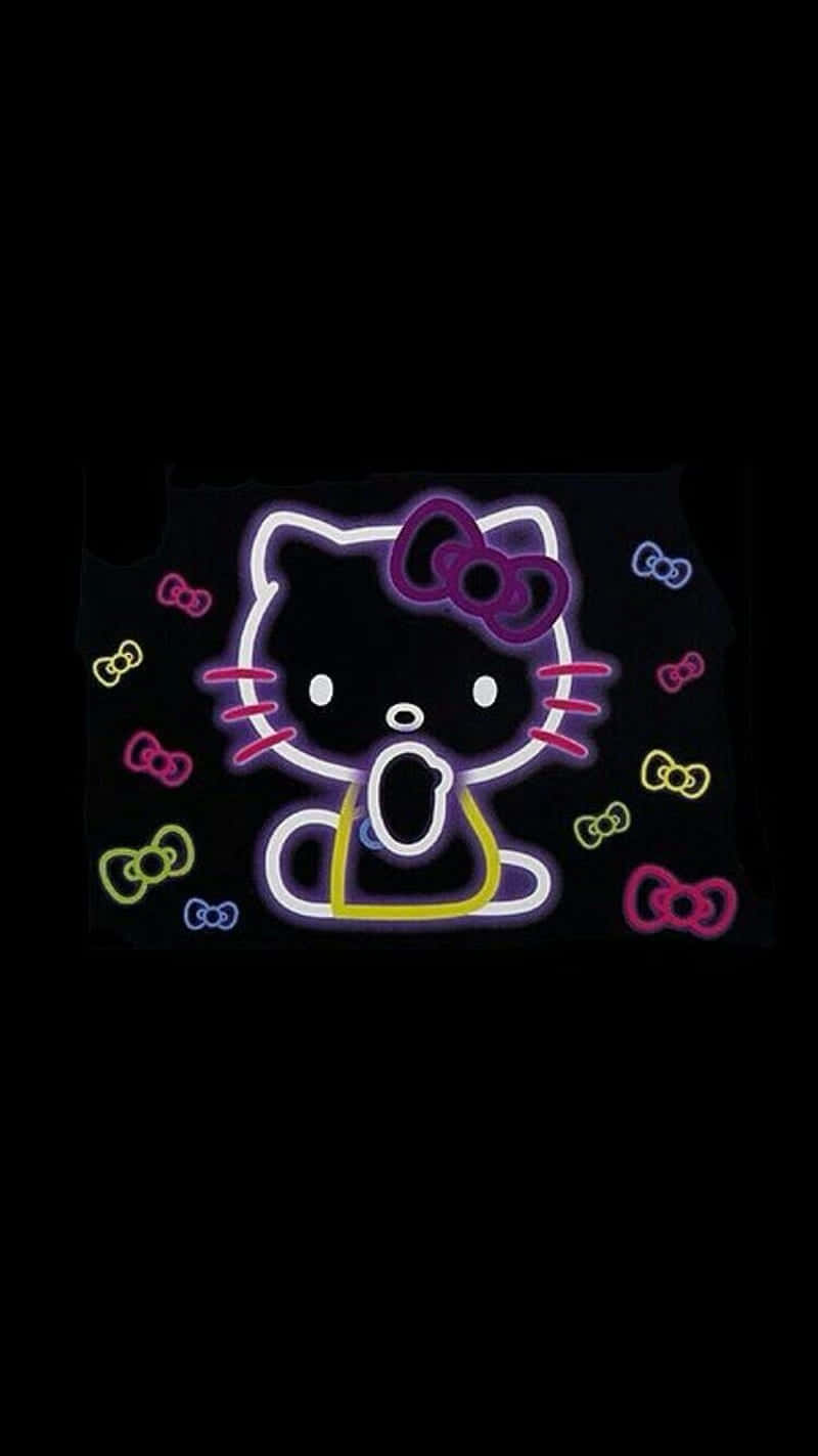 Purple Neon Hello Kitty, neon glowing, purple bow, HD Phone Wallpaper