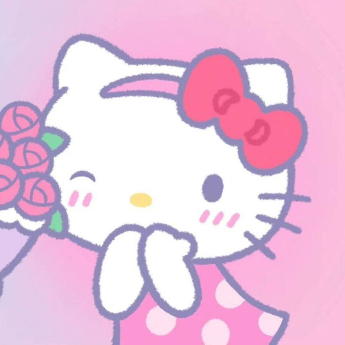 Hello Kitty, soft pink, pink roses, SD Desktop Wallpaper