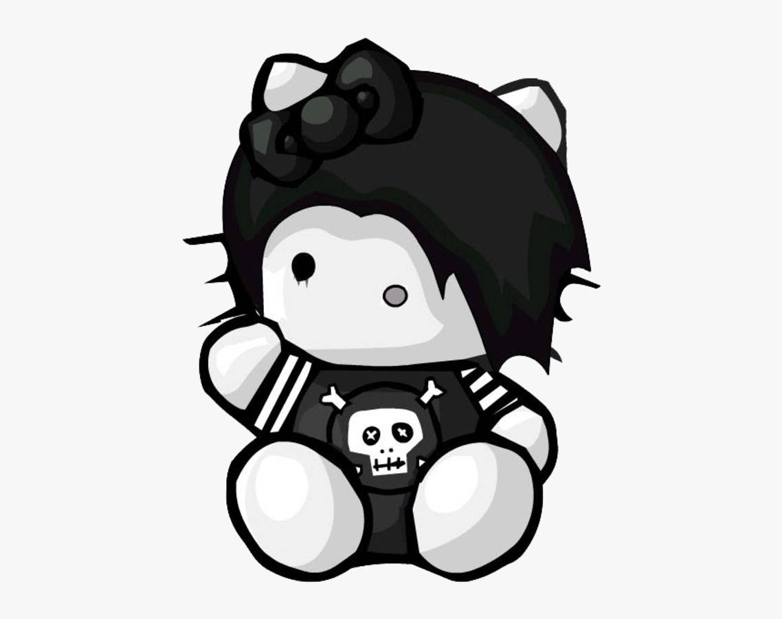 Hello Kitty, chibi-style, black spiky hair, SD Desktop Wallpaper