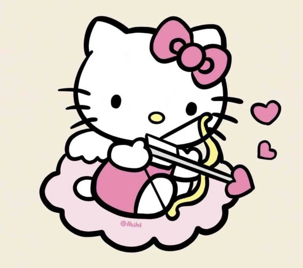 Hello Kitty, pink dress, bow and arrow, SD Desktop Wallpaper