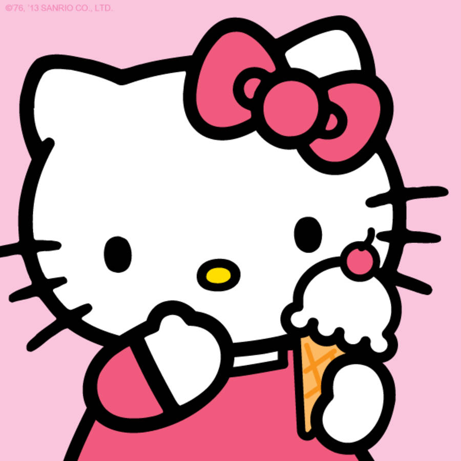Hello Kitty, pink bow, vanilla ice cream cone, SD Desktop Wallpaper