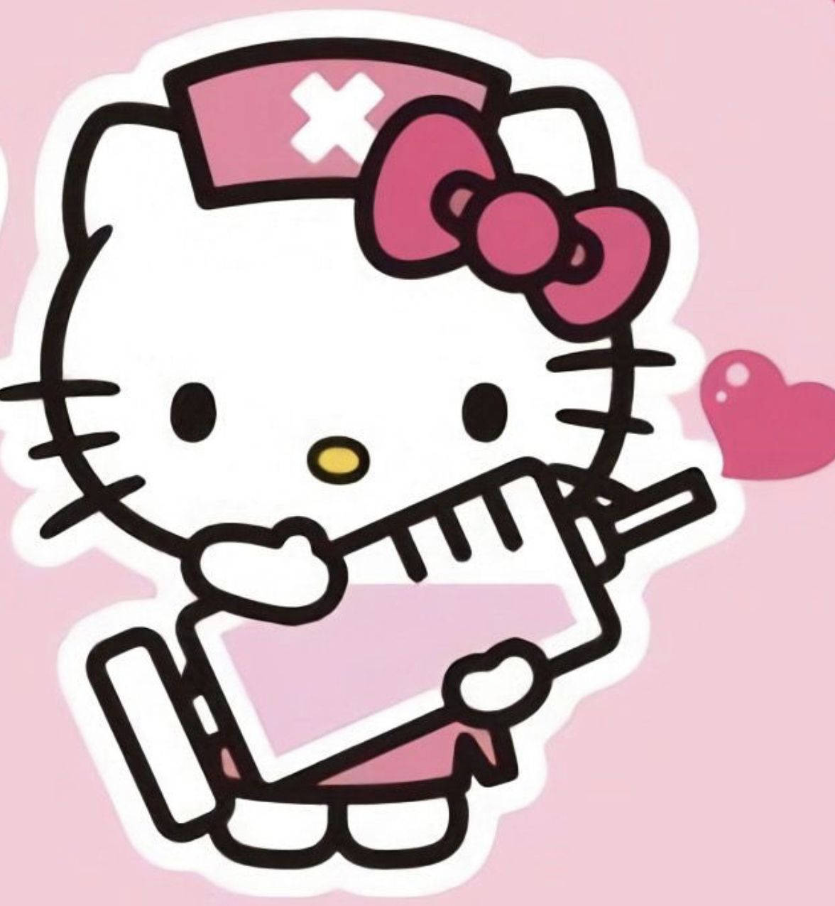 Hello Kitty, pink nurse outfit, syringe, SD Phone Wallpaper