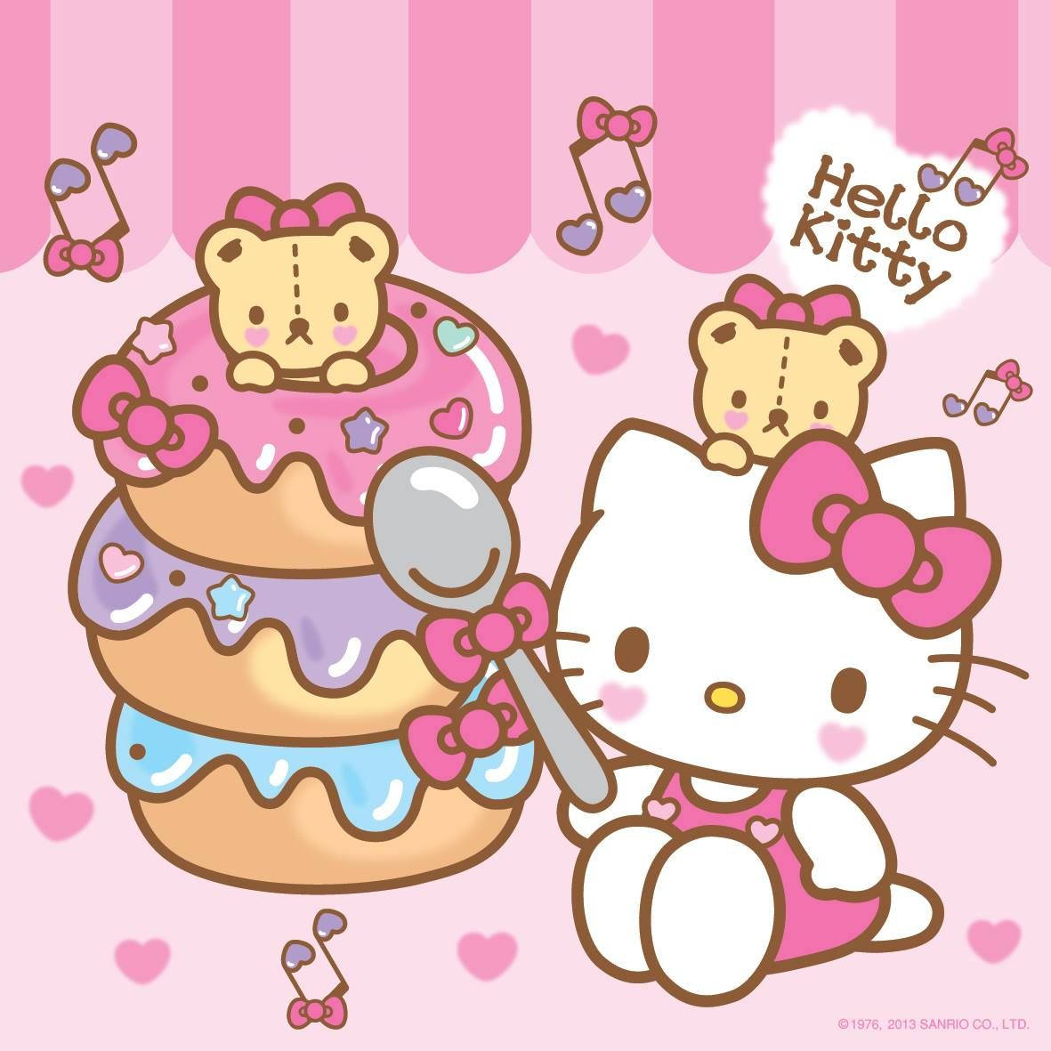 Hello Kitty, pink dress, spoon, SD Desktop Wallpaper