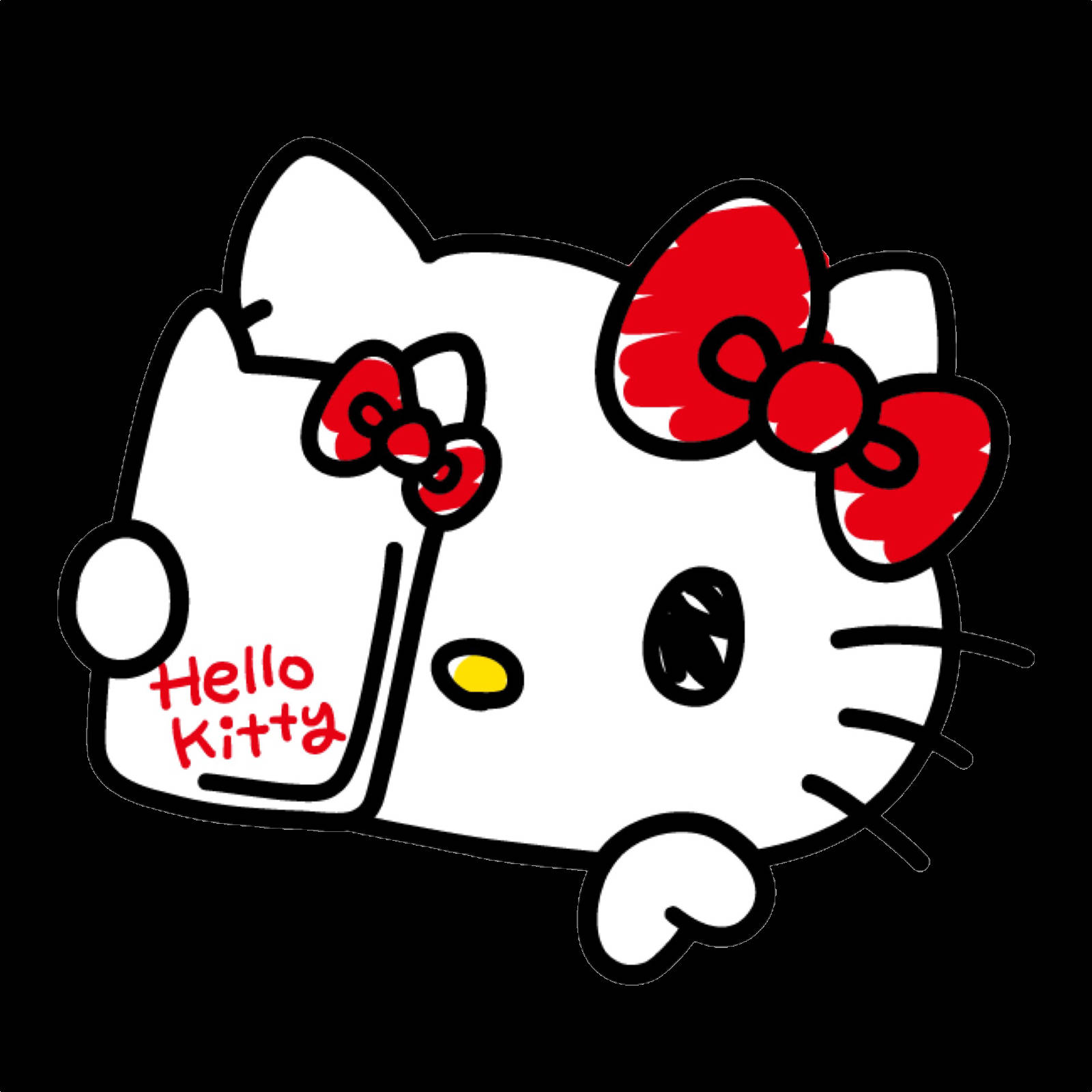Hello Kitty, cartoon character, red bows, HD Desktop Wallpaper