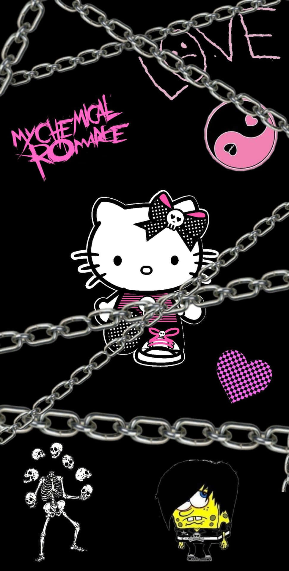 Hello Kitty, skull bow, pink sneakers, Full HD Phone Wallpaper