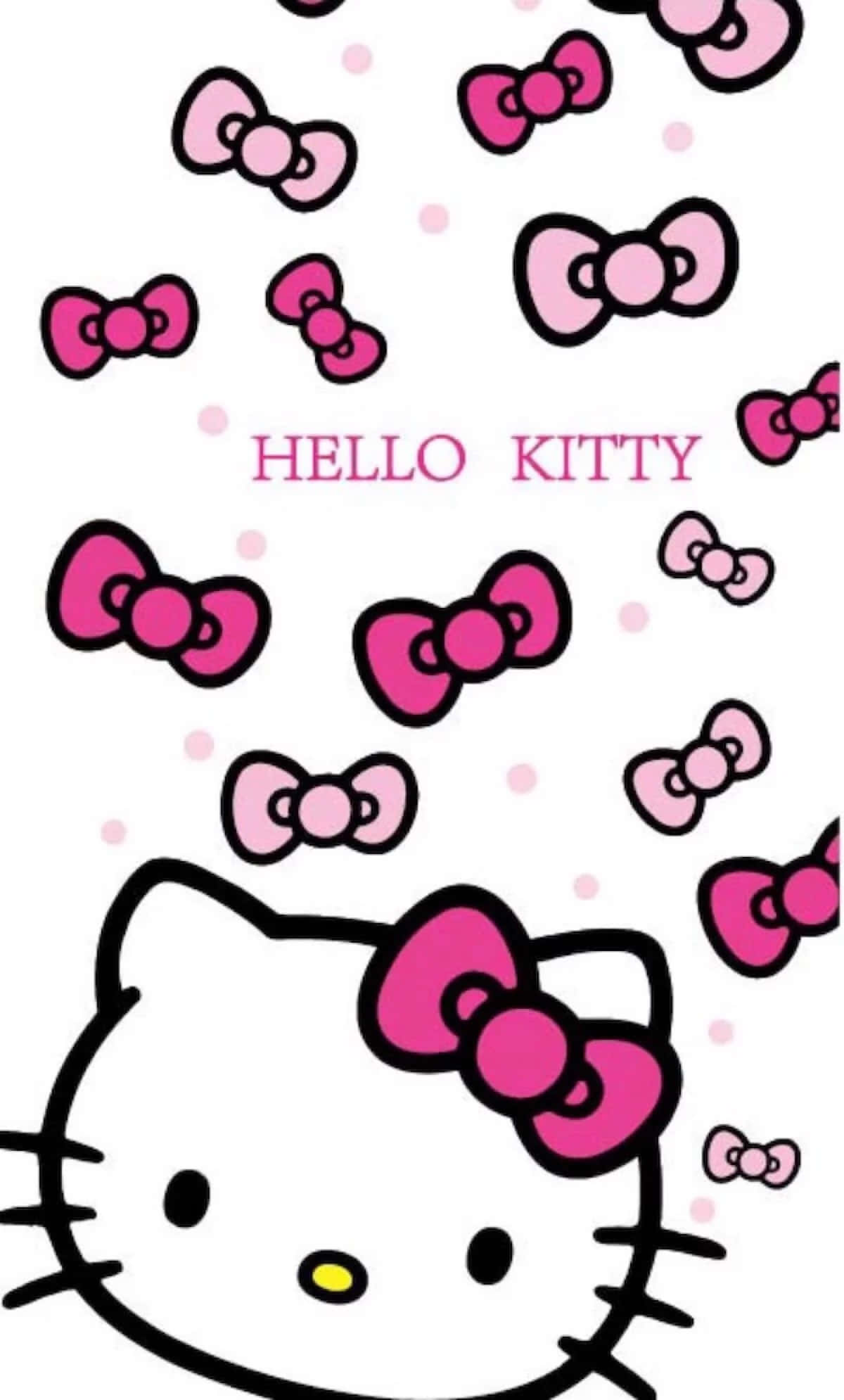Hello Kitty, pink bows, pink dots, Full HD Phone Wallpaper