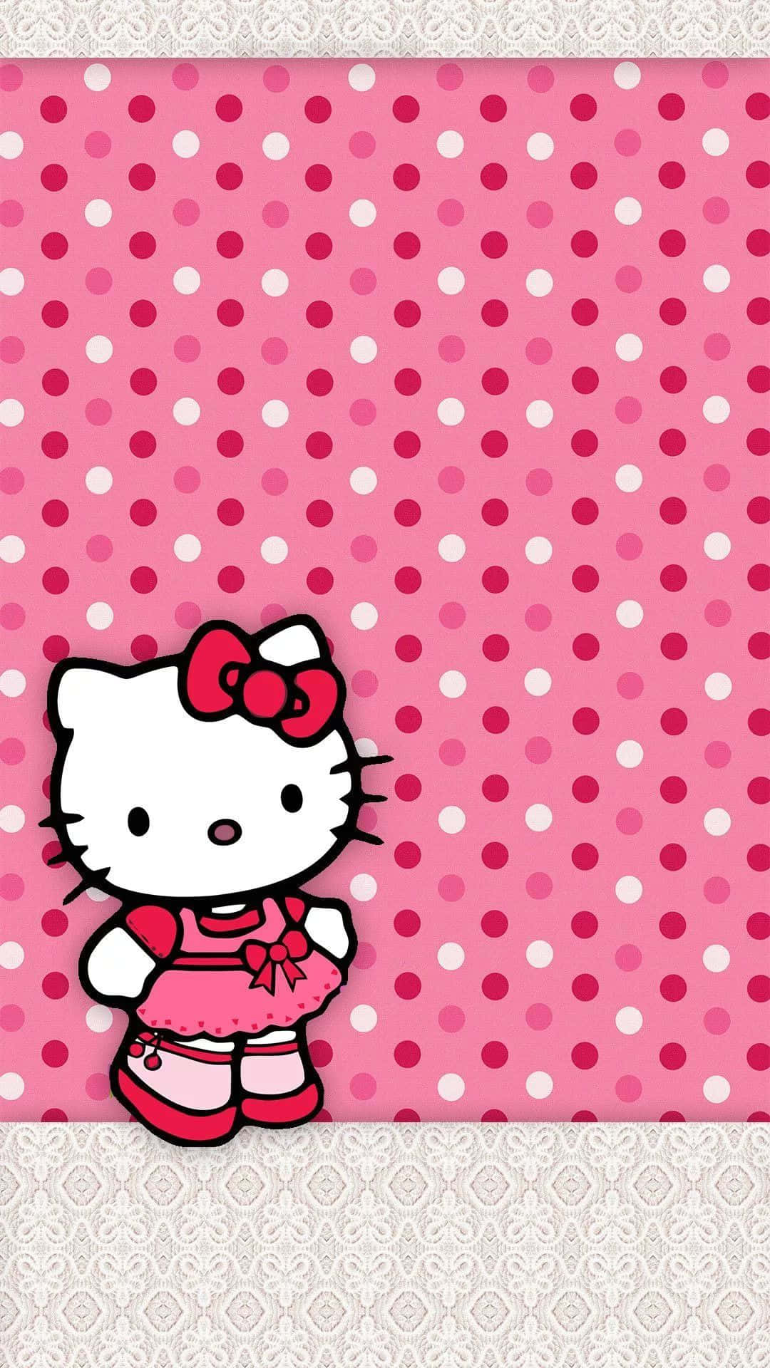 Hello Kitty, pink dress, red bow, Full HD Phone Wallpaper