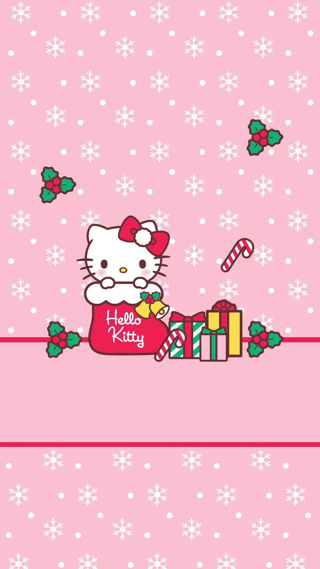 Hello Kitty, red sack, bells, Full HD Phone Wallpaper