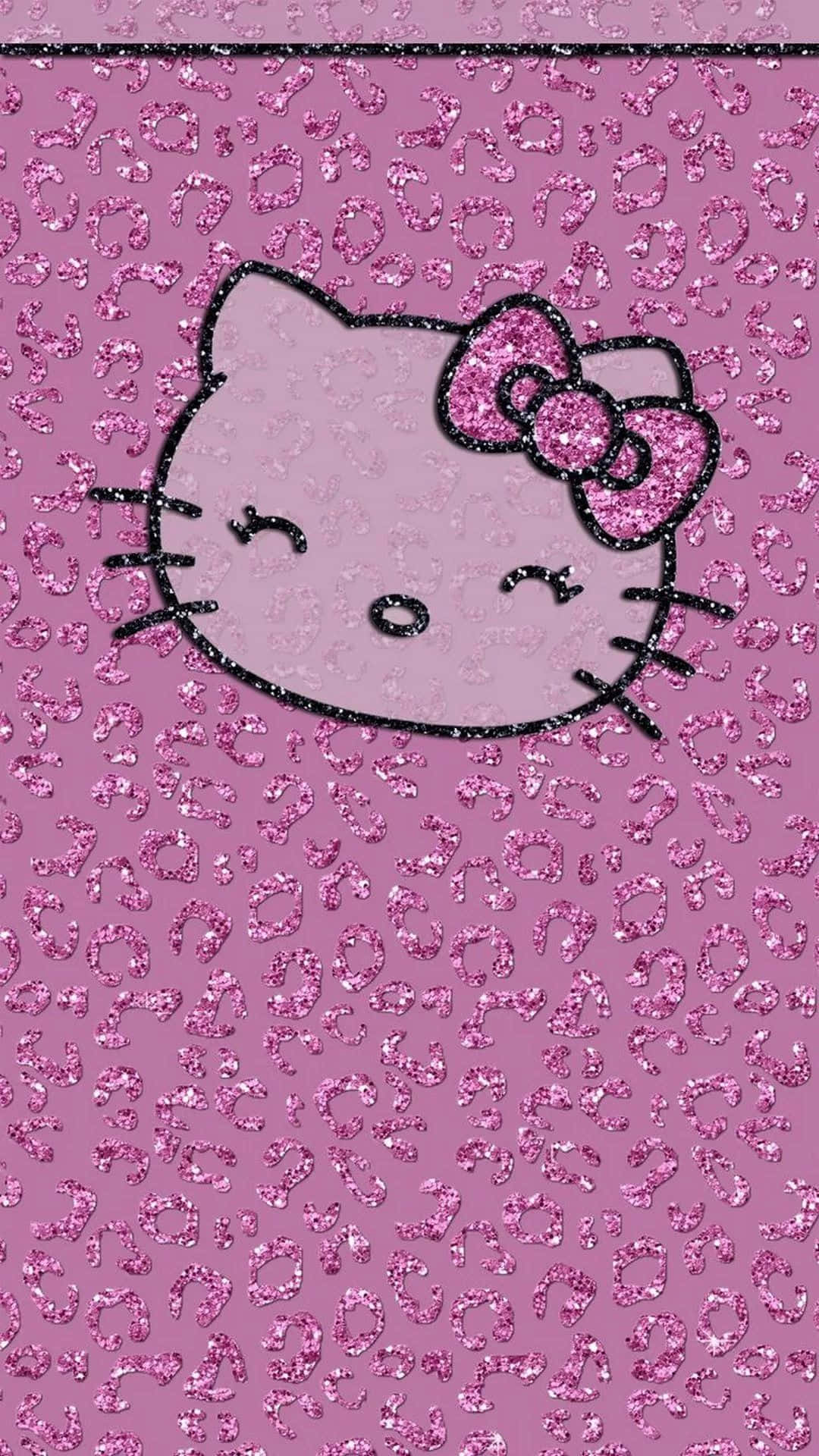 Hello Kitty, pink glitter, bow, Full HD Phone Wallpaper