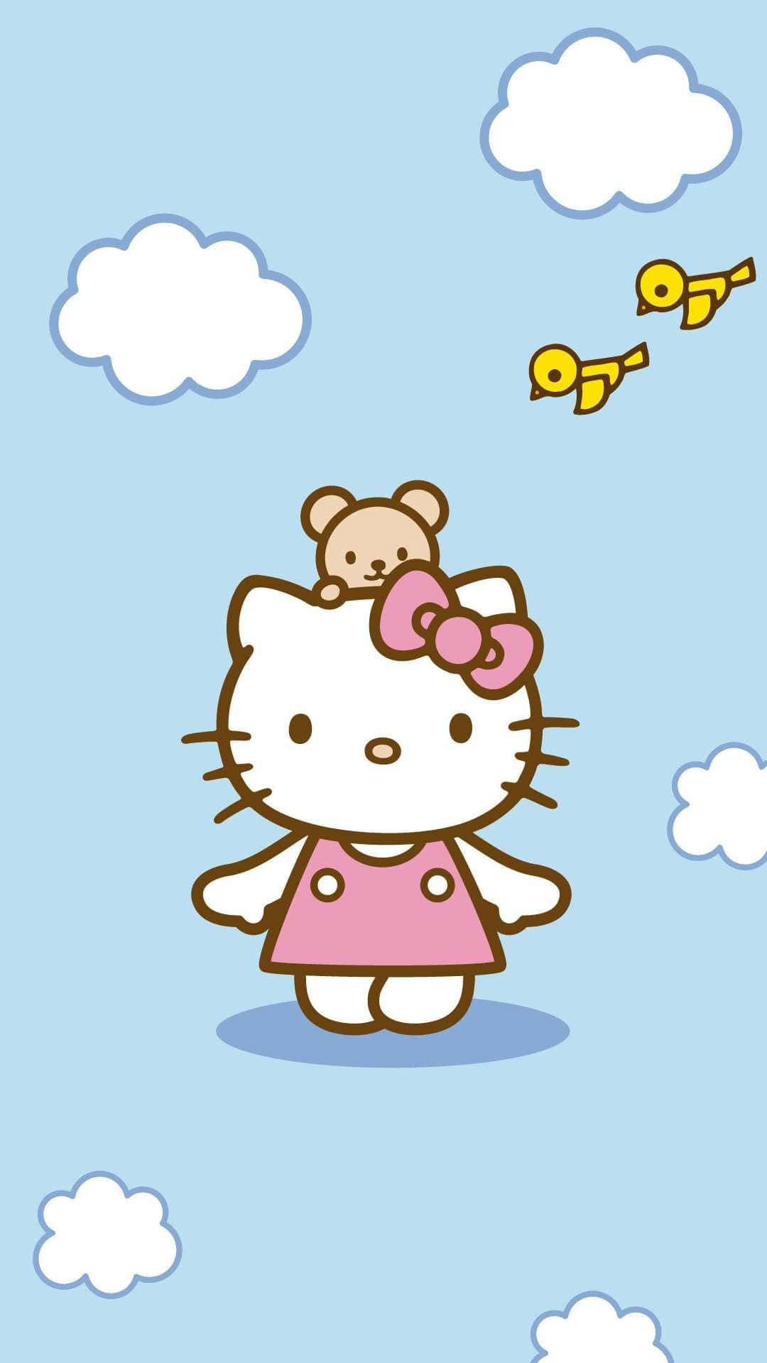 Hello Kitty, teddy bear, pink dress, Full HD Phone Wallpaper