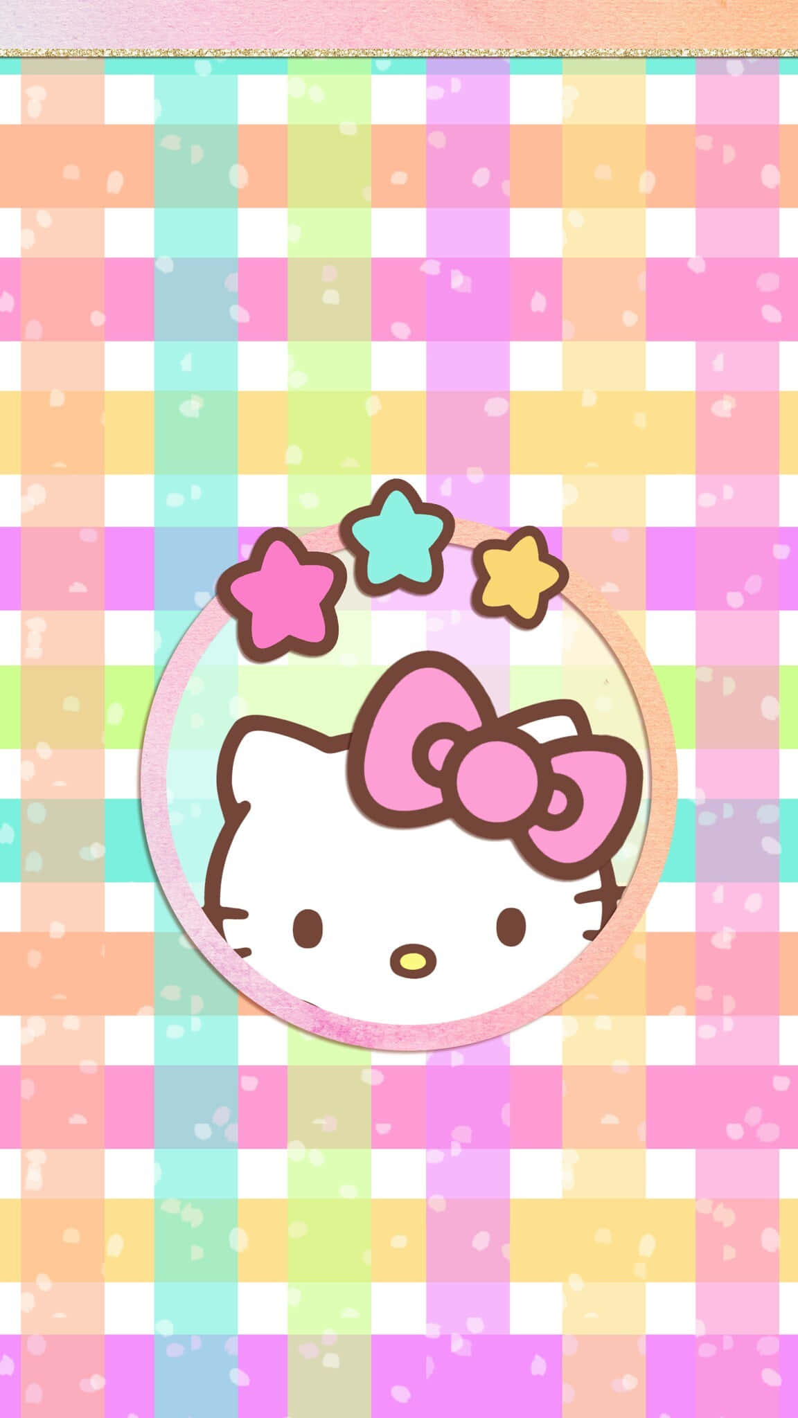 Hello Kitty, pink bow, colorful stars, Full HD Phone Wallpaper