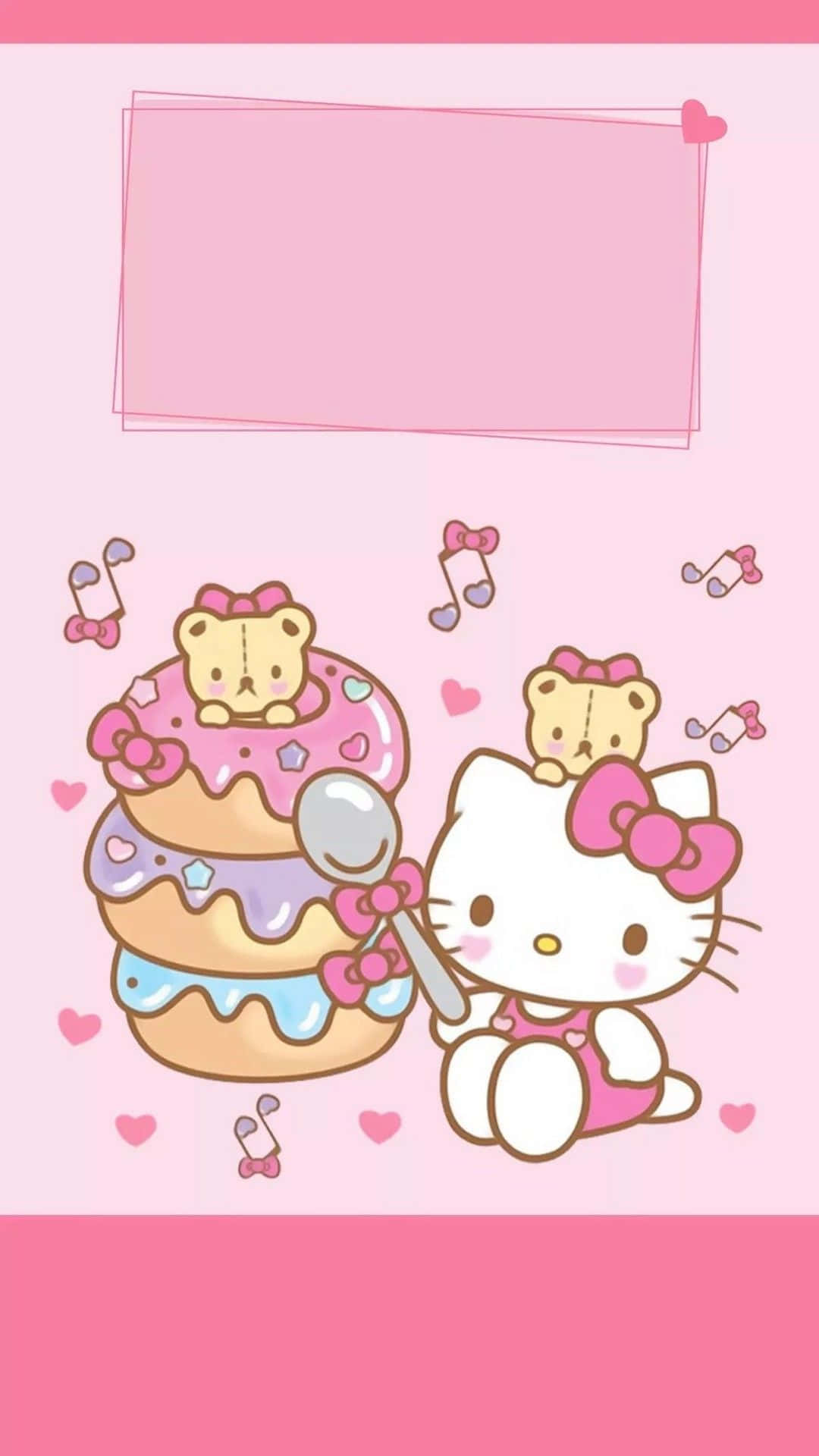 Hello Kitty, pink outfit, giant layered cake, Full HD Phone Wallpaper
