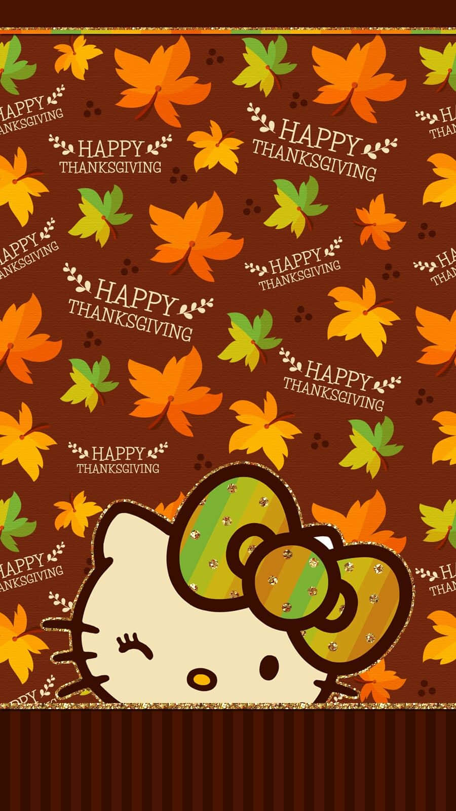 Hello Kitty, glittery bow, autumn leaves, HD Phone Wallpaper
