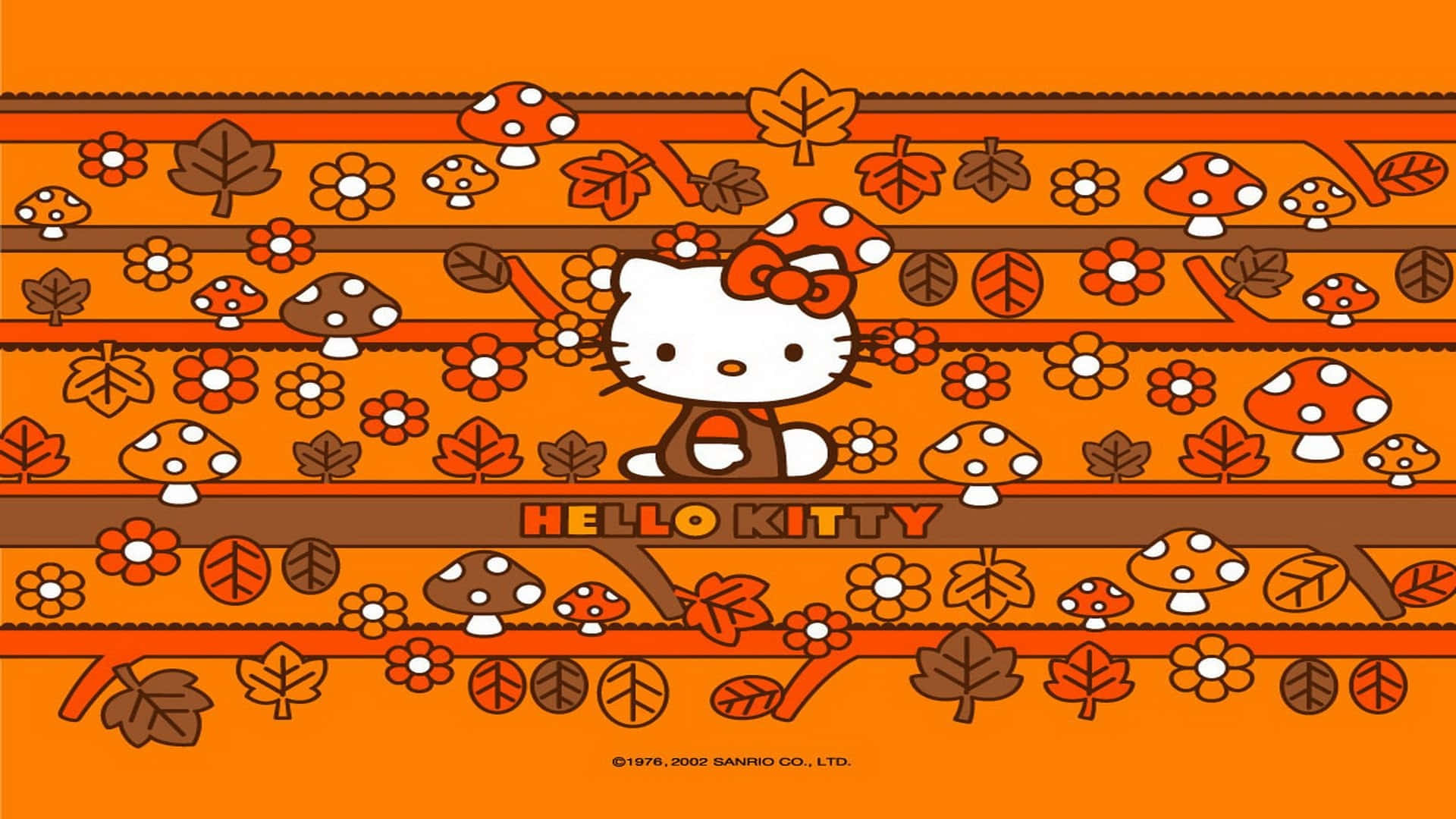 Hello Kitty, Thanksgiving, autumn-themed patterned wallpaper, Full HD Desktop Wallpaper