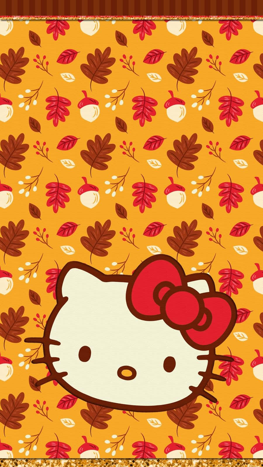 Hello Kitty, red bow, autumn leaves, HD Phone Wallpaper