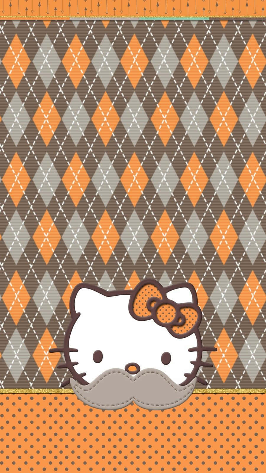 Hello Kitty, gray mustache, orange bow, HD Phone Wallpaper