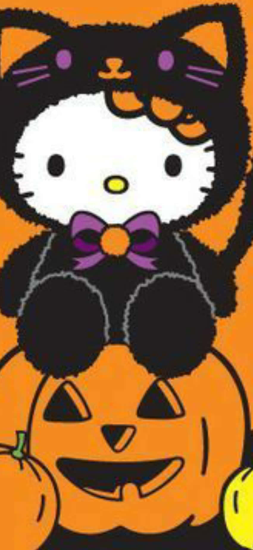 Hello Kitty, black cat costume, purple bow, HD Phone Wallpaper