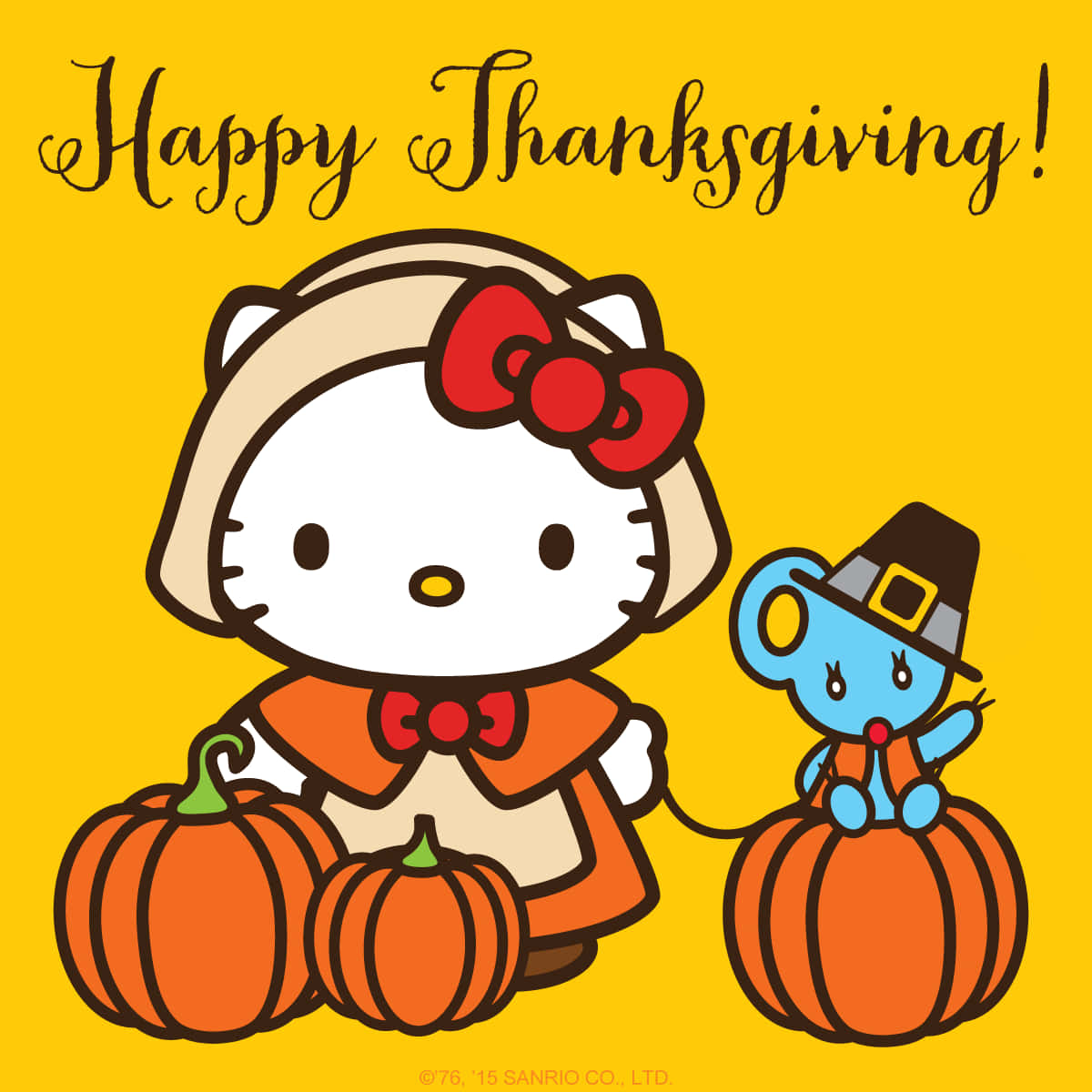 Hello Kitty, pilgrim hats, pumpkins, SD Desktop Wallpaper