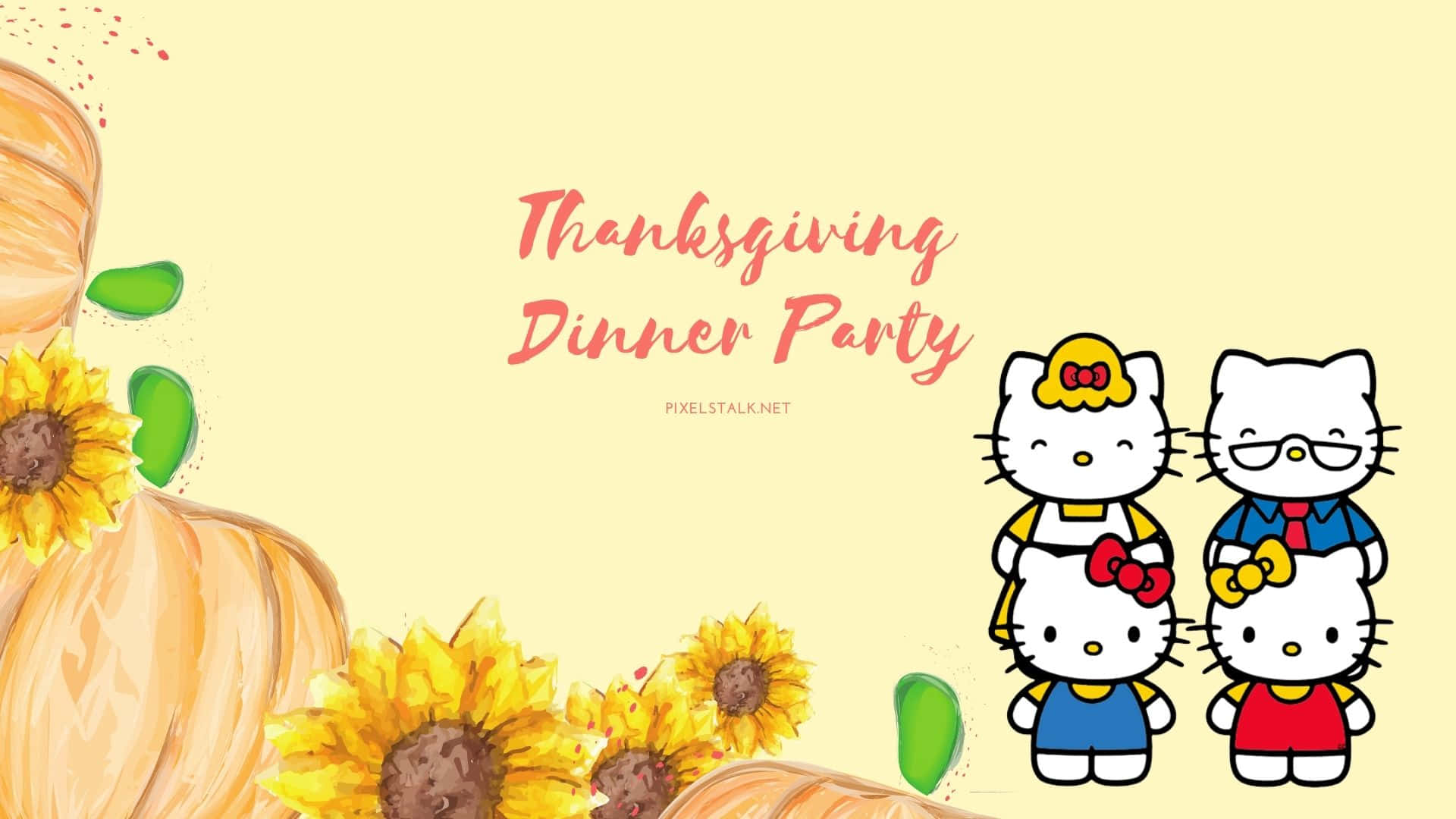 Hello Kitty, Thanksgiving, pumpkins, Full HD Desktop Wallpaper