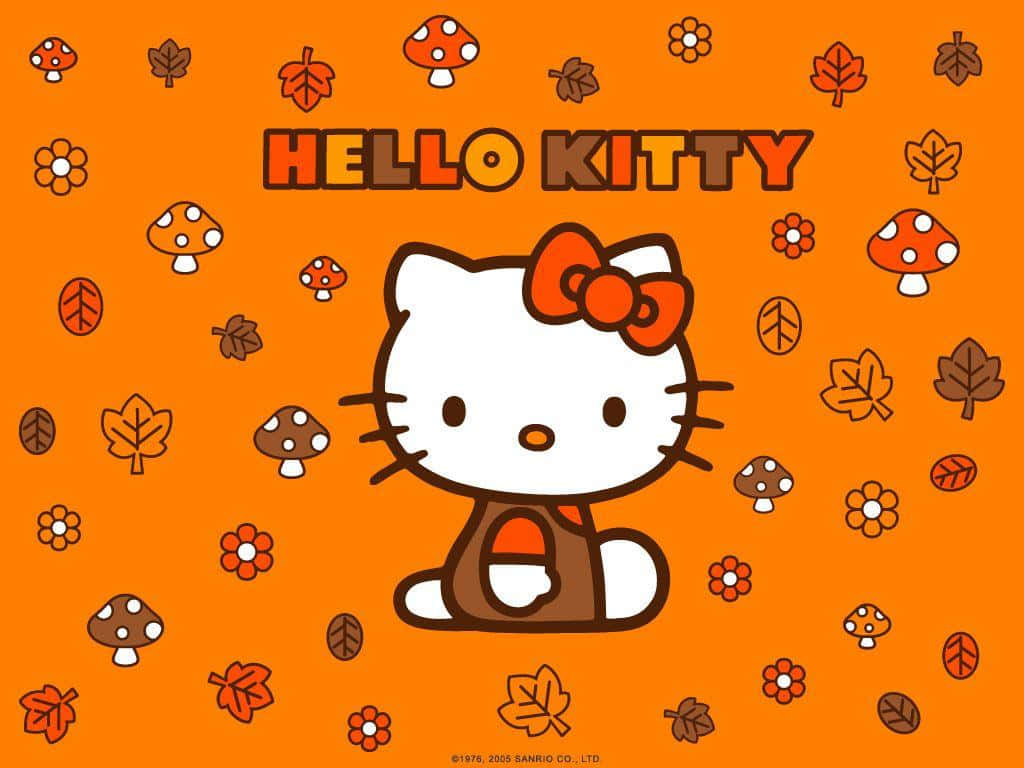 Hello Kitty, Thanksgiving, vibrant orange field, SD Desktop Wallpaper