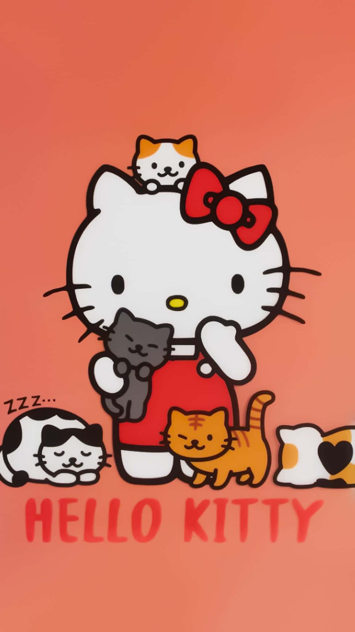 Hello Kitty, red dress, gray kitten, Full HD Phone Wallpaper