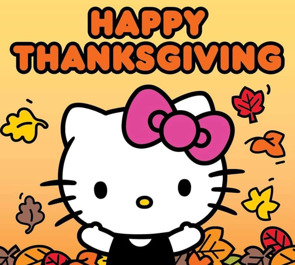 Hello Kitty, Thanksgiving, autumn leaves, SD Desktop Wallpaper