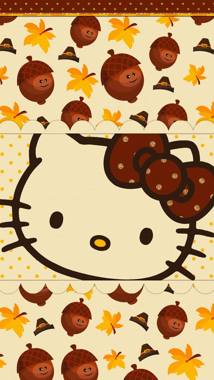Hello Kitty, brown polka-dot bow, acorns, HD Phone Wallpaper