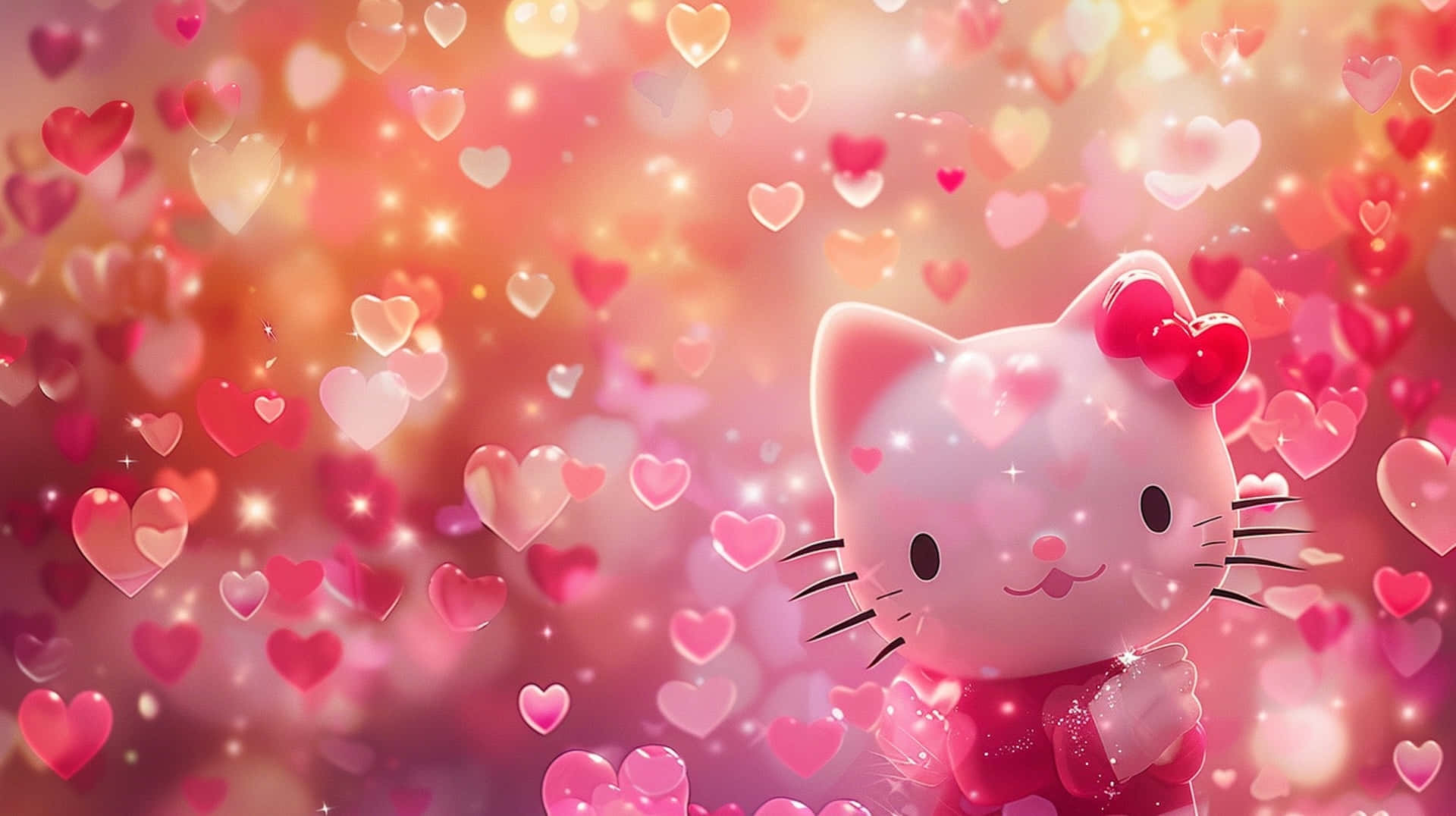 Hello Kitty, Valentine Hearts, pink, Full HD Desktop Wallpaper