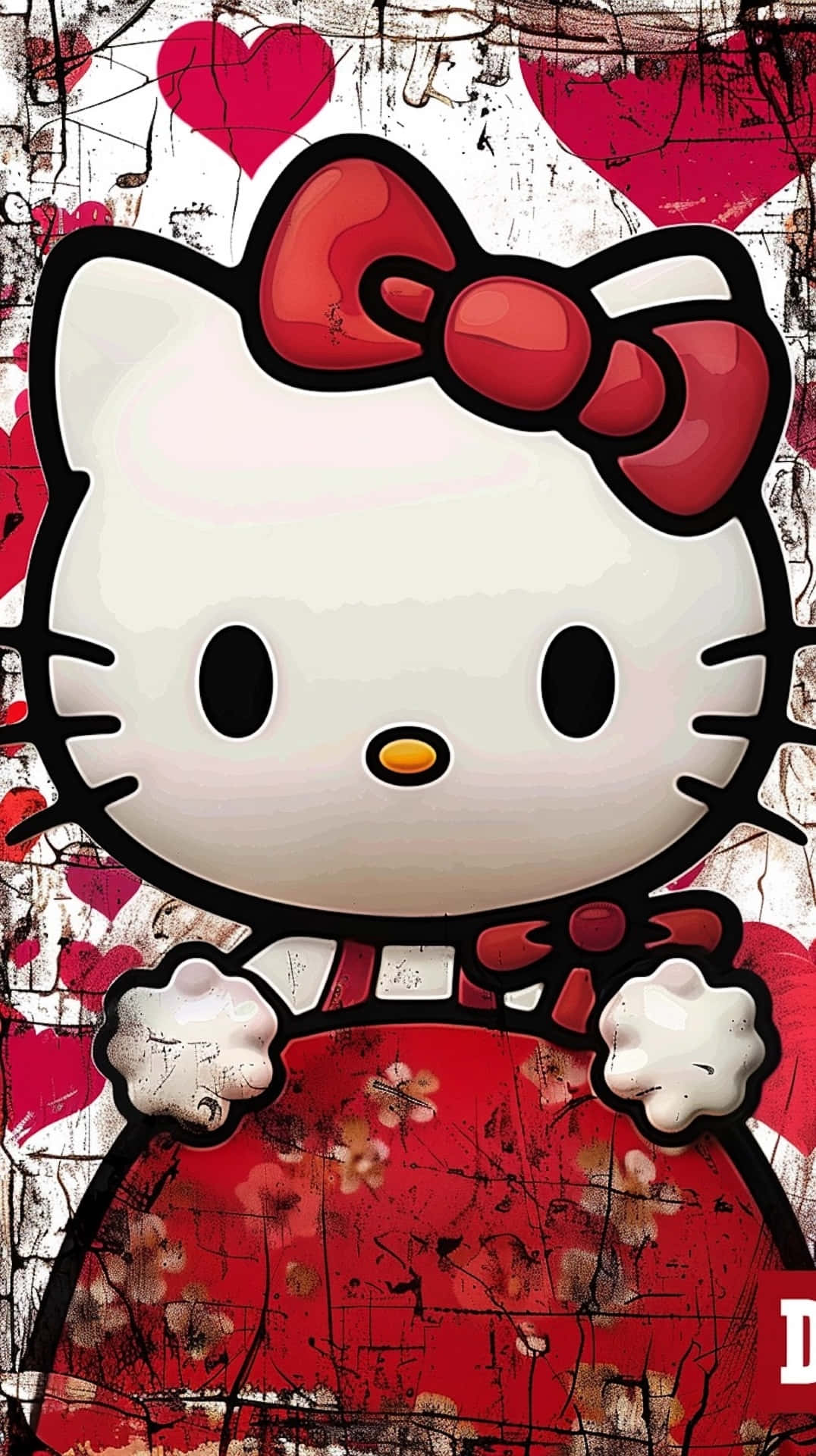 Hello Kitty, red dress, large bow, Full HD Phone Wallpaper