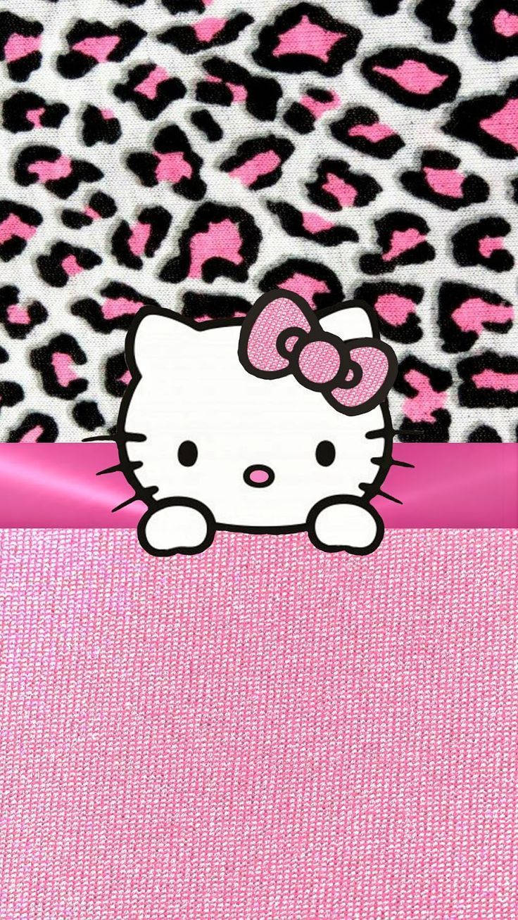 Hello Kitty, pink leopard print, pink ribbon, HD Phone Wallpaper