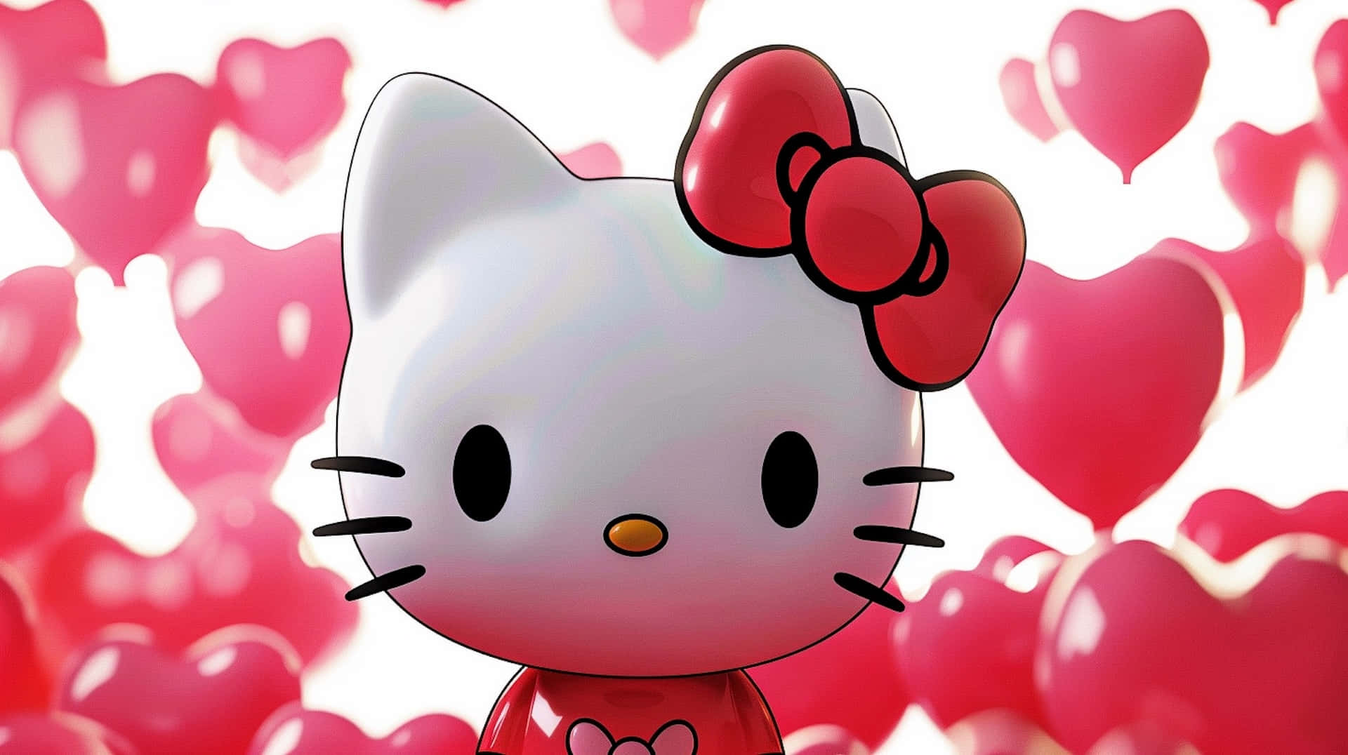 Hello Kitty, red dress, bow, Full HD Desktop Wallpaper