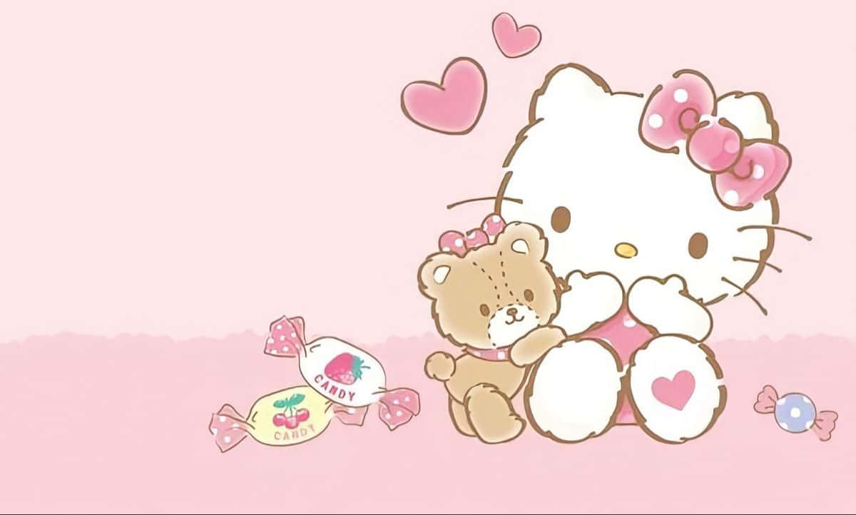 Hello Kitty, teddy bear, soft pink world, SD Desktop Wallpaper