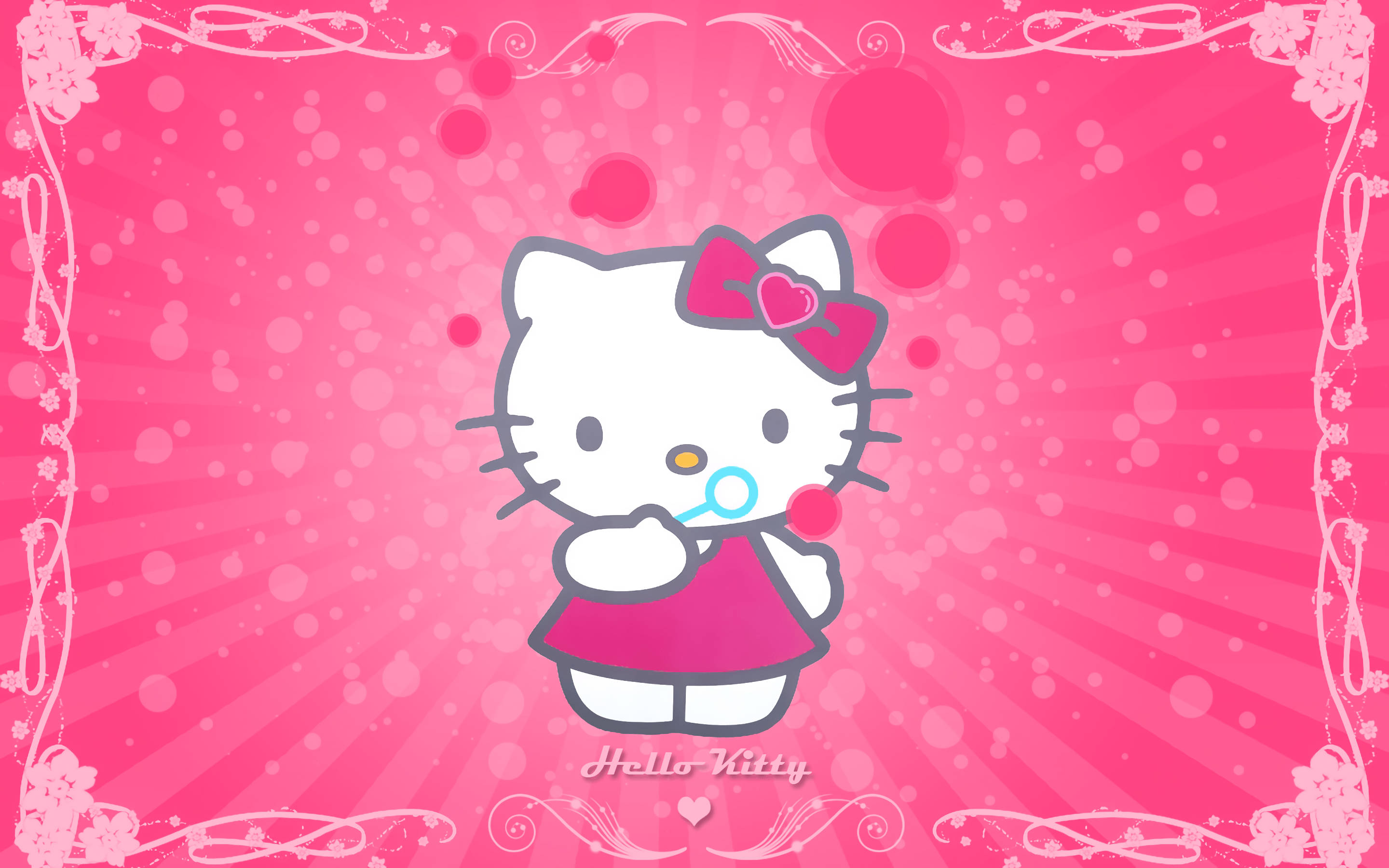 Hello Kitty, pink dress, lollipop, 2K Desktop Wallpaper