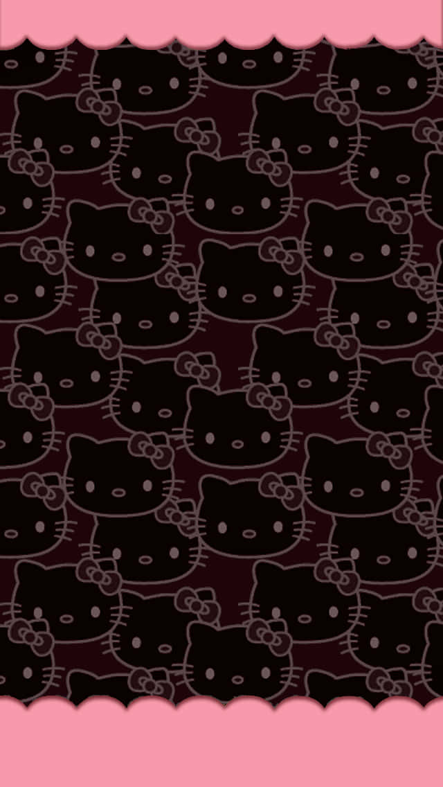 Emo Hello Kitty, minimalist pink, black Hello Kitty faces, SD Phone Wallpaper