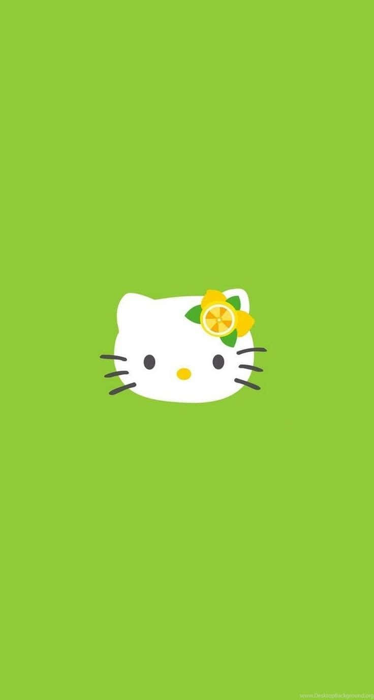 Hello Kitty, lemon slice bow, lime green background, HD Phone Wallpaper